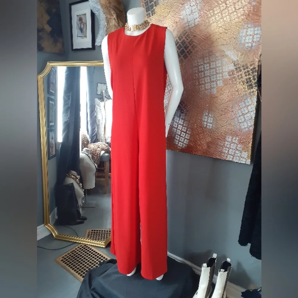 Zara Red Sleeveless Jumpsuit - Picture 2 of 16